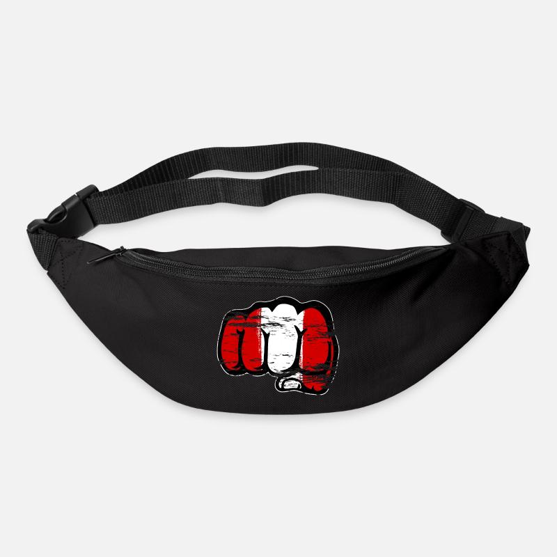 Pérou drapeau poing à la main utilisé - Sac banane - noir