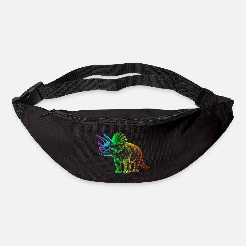 Regenbogen-Triceratops-Dinosaurier - Gürteltasche - Schwarz