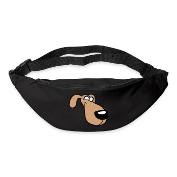 Visage de chien Drôle Idiot Drôle Folle Bande dessinée - Sac banane - noir - Devant