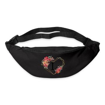 Buchstabe l florales goldenes Herz - Gürteltasche - Schwarz - Vorne