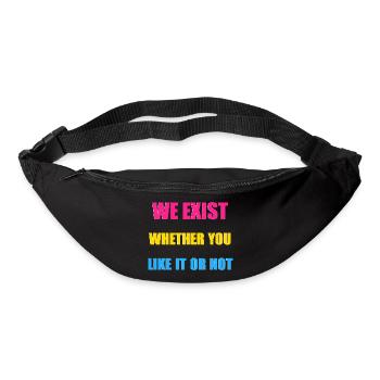Nous existons - Drapeau pansexuel - Sac banane - noir - Devant
