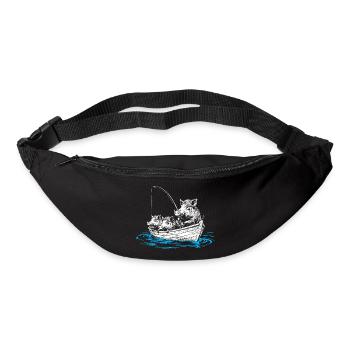 Wild boars on fish – illustration of wild boars in a boat - Bum bag - black - Front