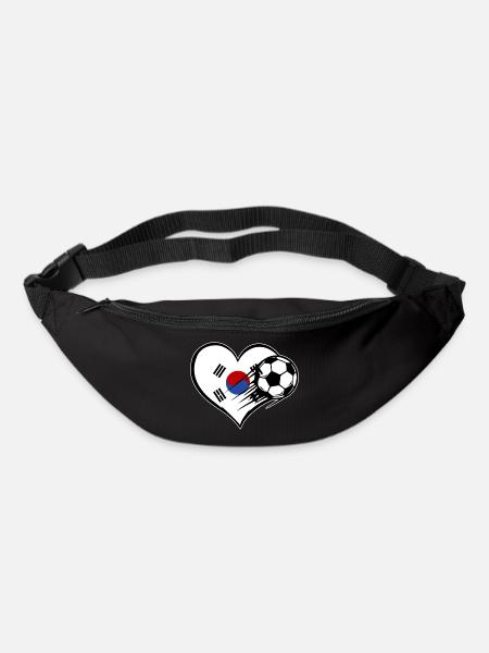 Südkorea Flagge Fußball mit Herz - Gürteltasche - Schwarz
