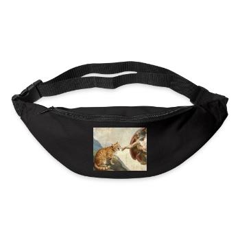 Cat Slaps God's Hand Funny Cats Meme - Bum bag - black - Front