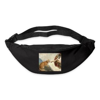 Chat gifle la main de Dieu Mème des chats drôles - Sac banane - noir - Devant