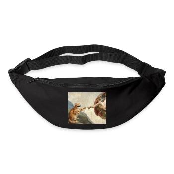 Chat gifle la main de Dieu Mème des chats drôles - Sac banane - noir - Devant