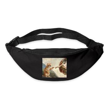 Chat gifle la main de Dieu Mème des chats drôles - Sac banane - noir - Devant