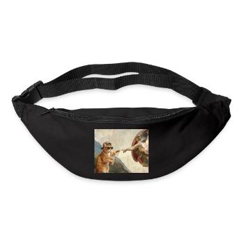 Chat gifle la main de Dieu Mème des chats drôles - Sac banane - noir - Devant