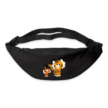 Cute Cartoon Small and Big Tigers by Cheerful - Bum bag - black - Front