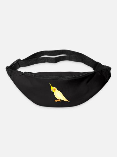 Realistic yellow cockatiel with red cheeks - Bum bag - black