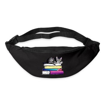 Lesen Bücher Kater Hauskatze Katze Buch Kätzchen - Gürteltasche - Schwarz - Vorne
