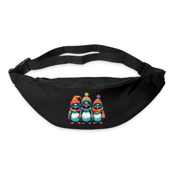 Drôle de Noël pingouins cool - Sac banane - noir - Devant