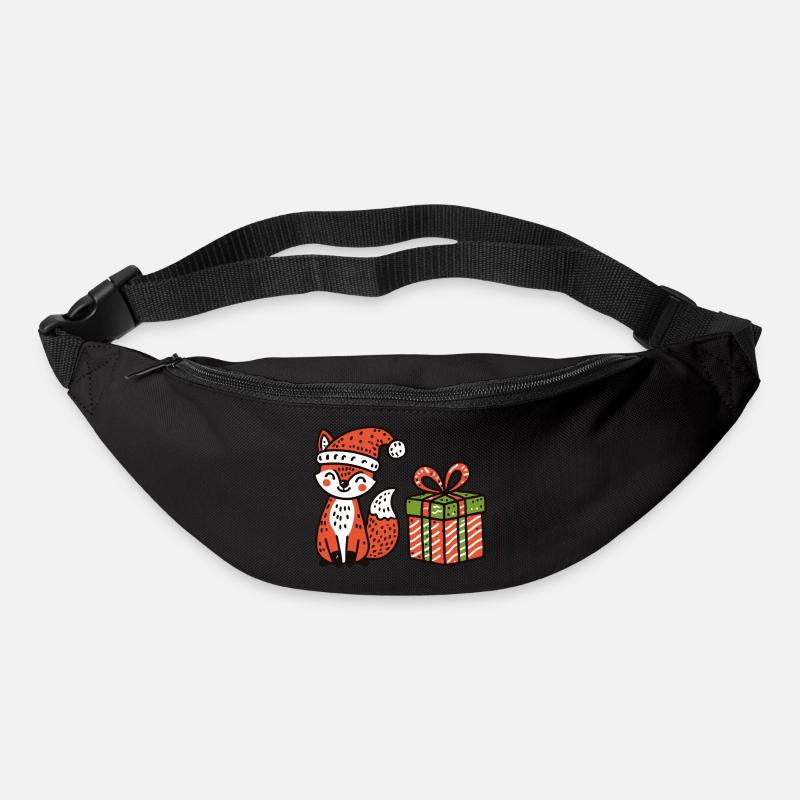 Christmas fox with hat and gift - Bum bag - black