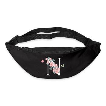 Buchstabe n rosa Blumen - Gürteltasche - Schwarz - Vorne