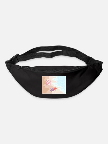 Sommerstrand Seesterne und Muscheln - Gürteltasche - Schwarz