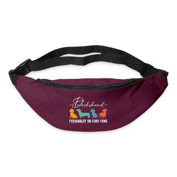 Personnalité de teckel sur quatre pattes - Sac banane - bordeaux  - Devant