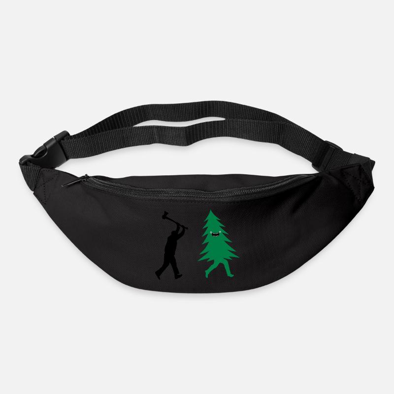Funny Christmas tree is chased by Lumberjack - Bum bag - black