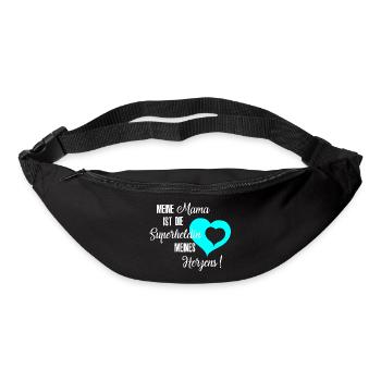 Mama - Meine Heldin, Mama im Herzen, blaues Herz - Gürteltasche - Schwarz - Vorne