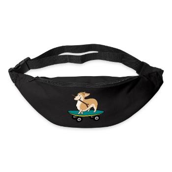 Dog on skateboard - Bum bag - black - Front