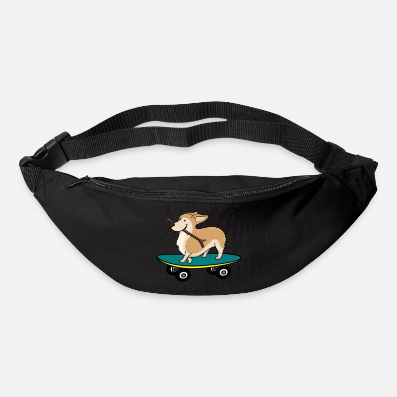 Hund auf Skateboard - Gürteltasche - Schwarz