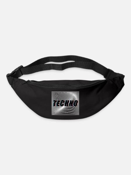 Techno Wellen Trippy Psychedelisch - Gürteltasche - Schwarz