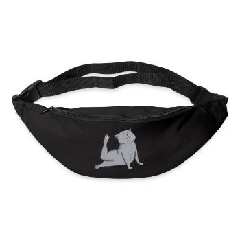 Graue Katze macht Yoga Yogaliebhaber Geschenkidee - Gürteltasche - Schwarz - Vorne