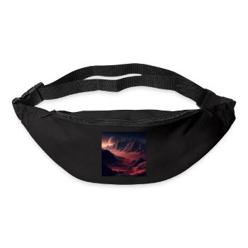 Mountain landscape, mountain, sunset, moon, world - Bum bag - black - Front