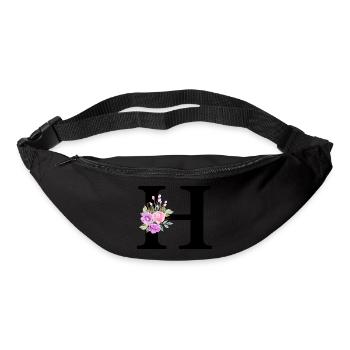Lila Blumenbuchstabe h - Gürteltasche - Schwarz - Vorne