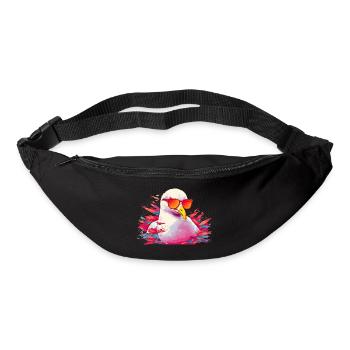 Pink seagull with sunglasses - Bum bag - black - Front