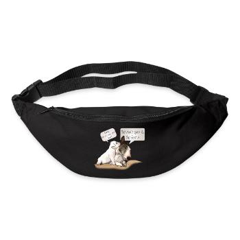 « Comment épeler l’amour » bull terrier avec chiot - Sac banane - noir - Devant