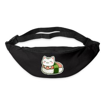 Kawaii Sushi Cat en Roll - Sac banane - noir - Devant