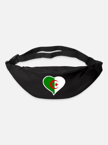 Drapeau coeur Algérie - Sac banane - noir