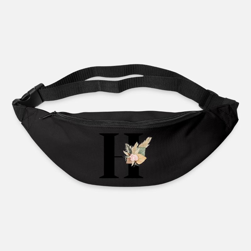 lettre H fleuris - Sac banane - noir