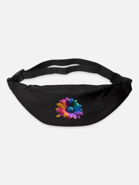 Fleurs arc-en-ciel colorées: beauté et joie - Sac banane - noir
