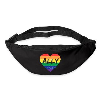Verbündetes Regenbogenflaggenherz für LGBT-Schwule und Lesben - Gürteltasche - Schwarz - Vorne