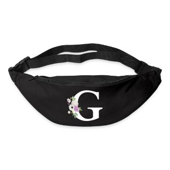 Lettre g floral violet - Sac banane - noir - Devant