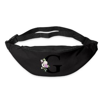 Lila Blumenbuchstabe g - Gürteltasche - Schwarz - Vorne