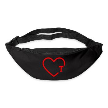 Buchstabe T Rotes Herz - Gürteltasche - Schwarz - Vorne