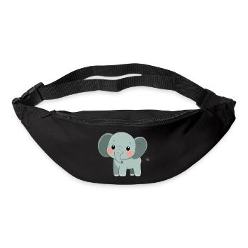 Éléphant mignon et heureux - Adorable dessin animé - Sac banane - noir - Devant