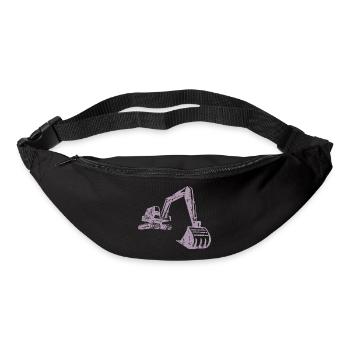 Excavator Silhouette Construction Worker Grunge Design - Bum bag - black - Front