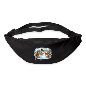 Lustige Wintertiere bauen einen Schneemann – Comic - Gürteltasche - Schwarz - Vorne
