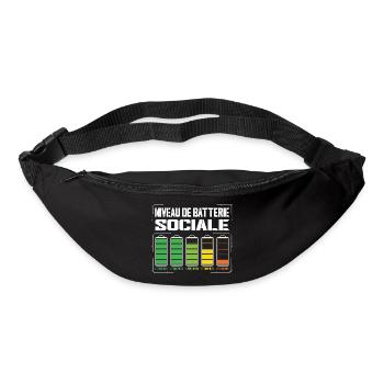 Niveau De Batterie Sociale Humour Introverti - Sac banane - noir - Devant