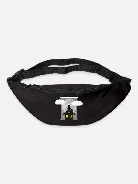 Schwarze Katze bei Nacht im Mondlicht. - Gürteltasche - Schwarz