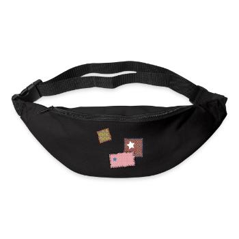 Flicken Reparatur Patchwork Stern Nähen Naht Nadel - Gürteltasche - Schwarz - Vorne