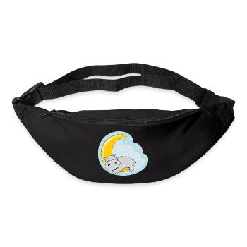 Cute sleeping hippo on the moon - Bum bag - black - Front