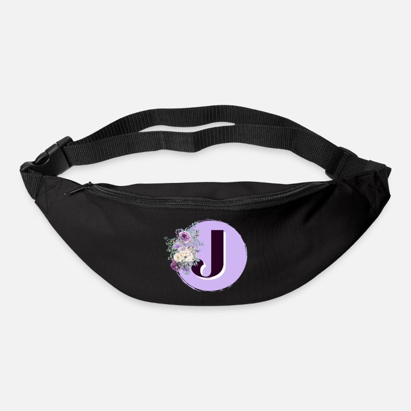 lettre J Couronne de fleurs - Sac banane - noir
