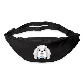 Portrait of a pretty Shih Tzu with blue bow - Bum bag - black - Front