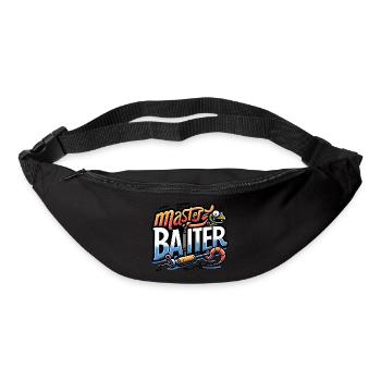 Humorvolles "Master Baiter" T-Shirt mit Angelmotiv - Gürteltasche - Schwarz - Vorne
