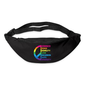 Bienveillance, Paix, Egalité, Amour, Inclusion, Espoir - Sac banane - noir - Devant