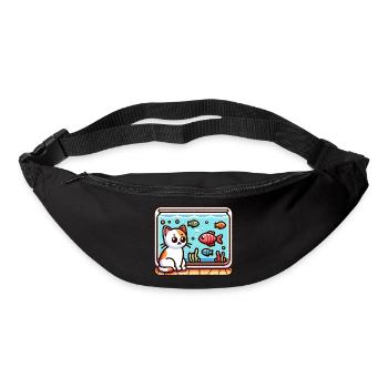 Cute Kitty looking at Fish in Aquarium - Bum bag - black - Front